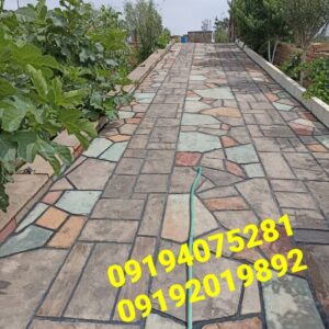 اجرای سنگ درپوش پله از سنگ لاشه کف حیاط