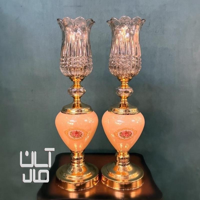 دو عدد شمعدان ویانا گلدار