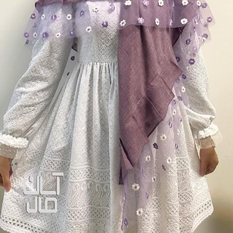 مانتو سفید طرح دار
