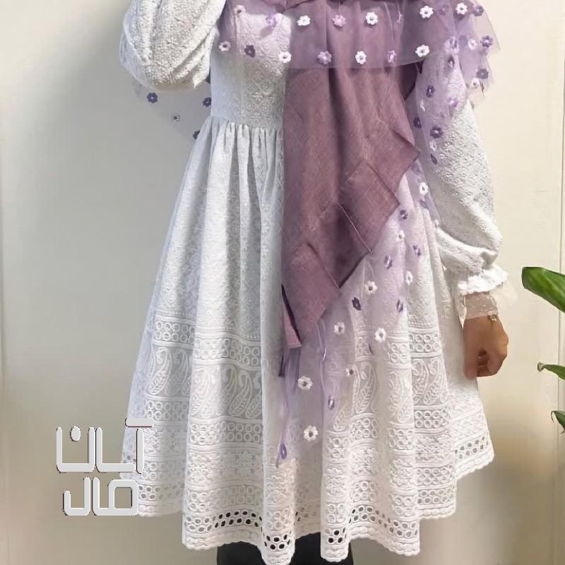 مانتو سفید طرح دار