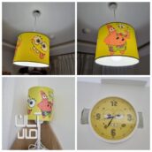 چراغ خواب و آباژور و لوستر و ساعت دیواری طرح باب اسفنجی