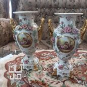 دو عدد گلدان گل برجسته