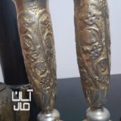 فروش قندان گلدان برنز با طرح حکاکی سینی غوری غاجاری با حکاکی