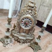 ساعت  وشمعدان برنجی