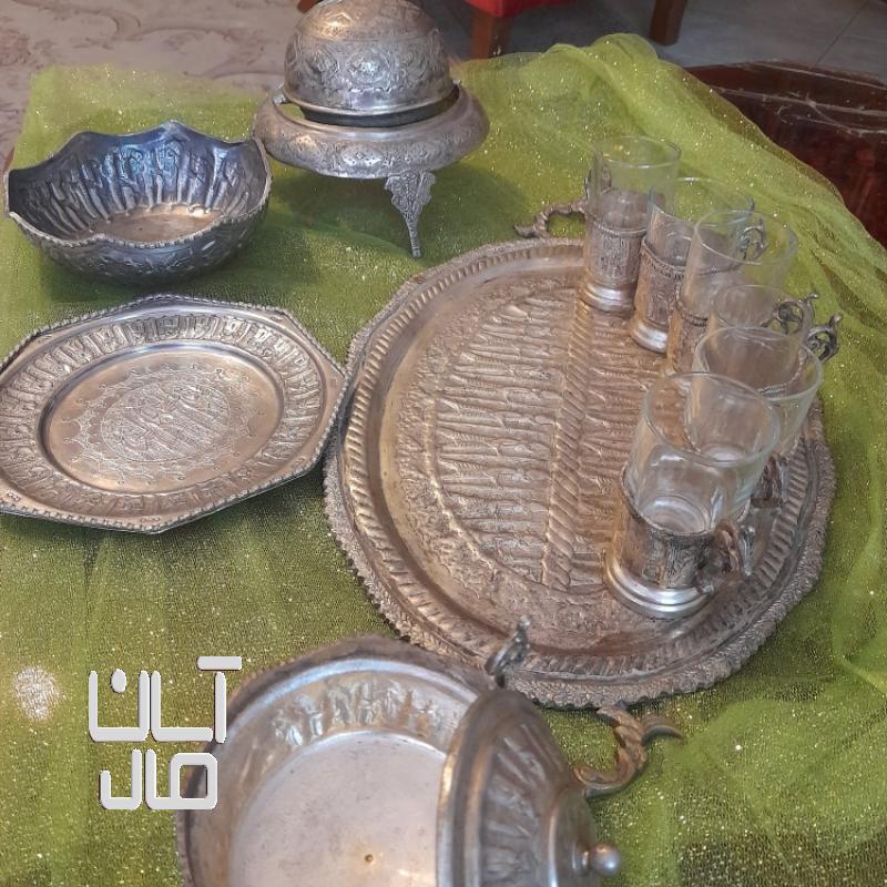 سرویس چایخوری قدمت دار طرح هخامنشی روکش نقره