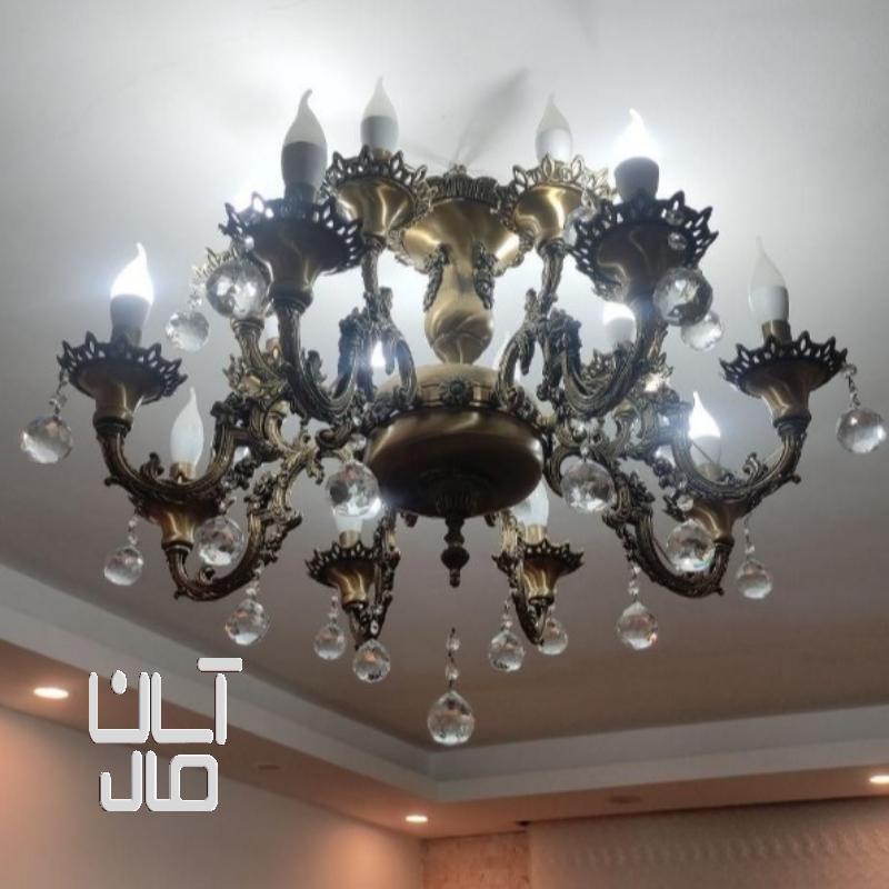 لوستر برنجی ۱۶ شعله