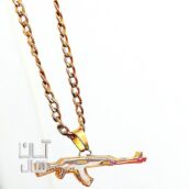 حراج گردنبند زنجیر طلایی با حلقه کلاشینکف