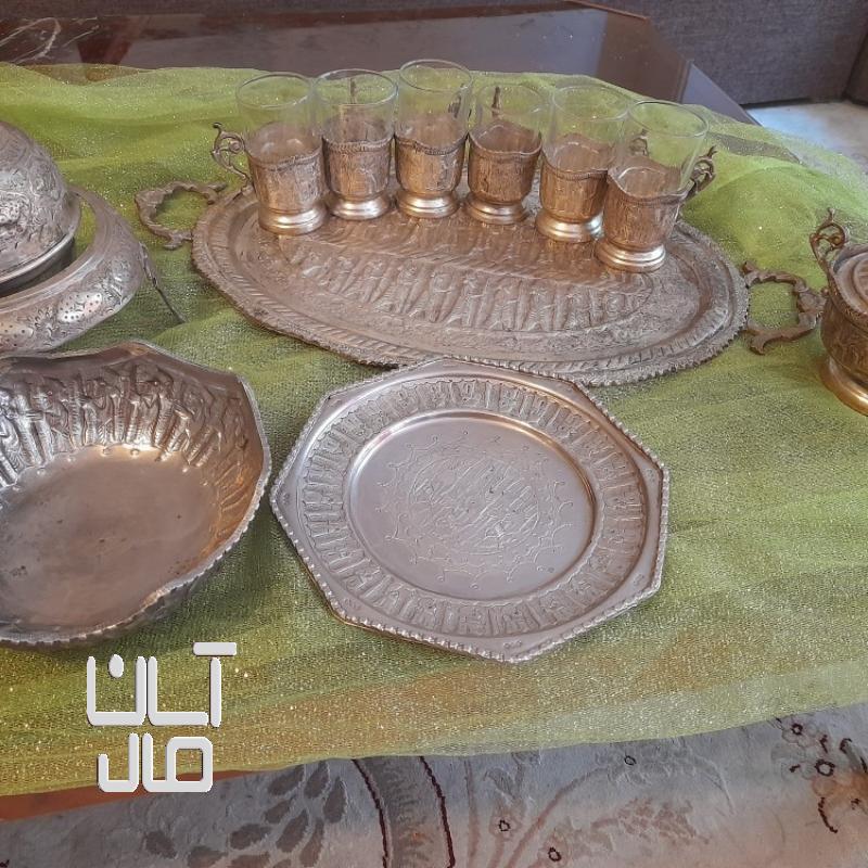 سرویس چایخوری قدمت دار طرح هخامنشی روکش نقره