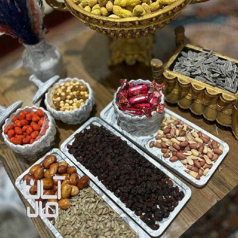 کشمش بادام زمینی تخمه خرماتنقلات وغیره