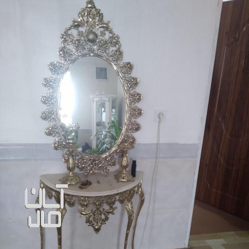 آینه کنسول برنز همراه شمعدان