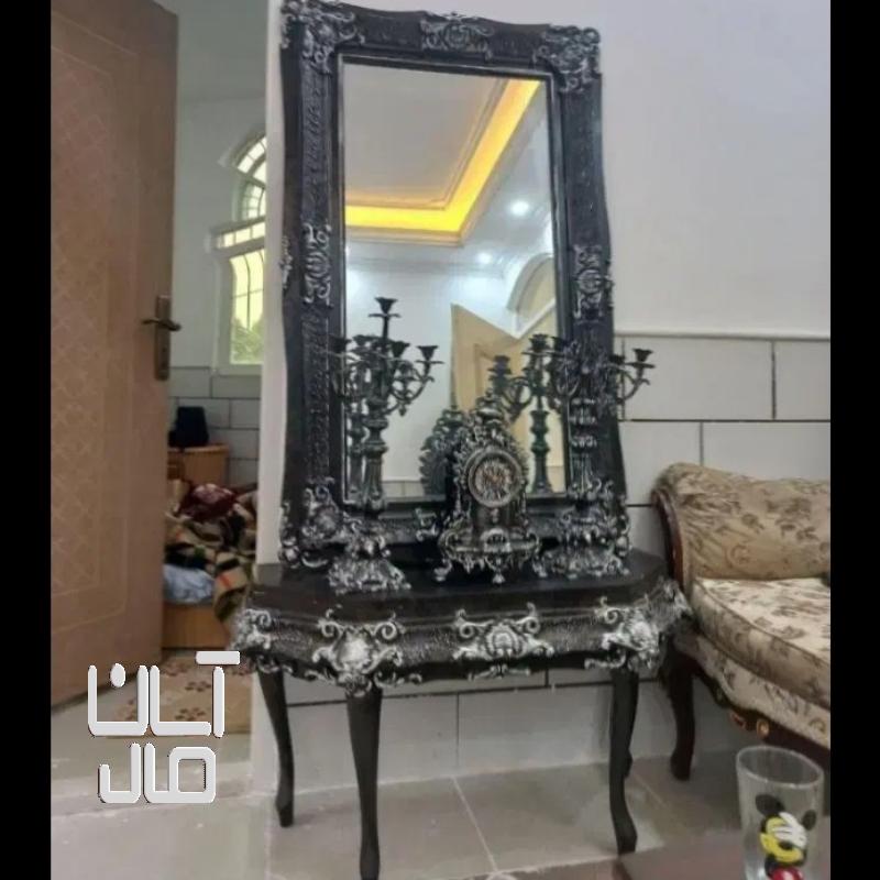 آینه کنسول همراه شمعدان وساعت