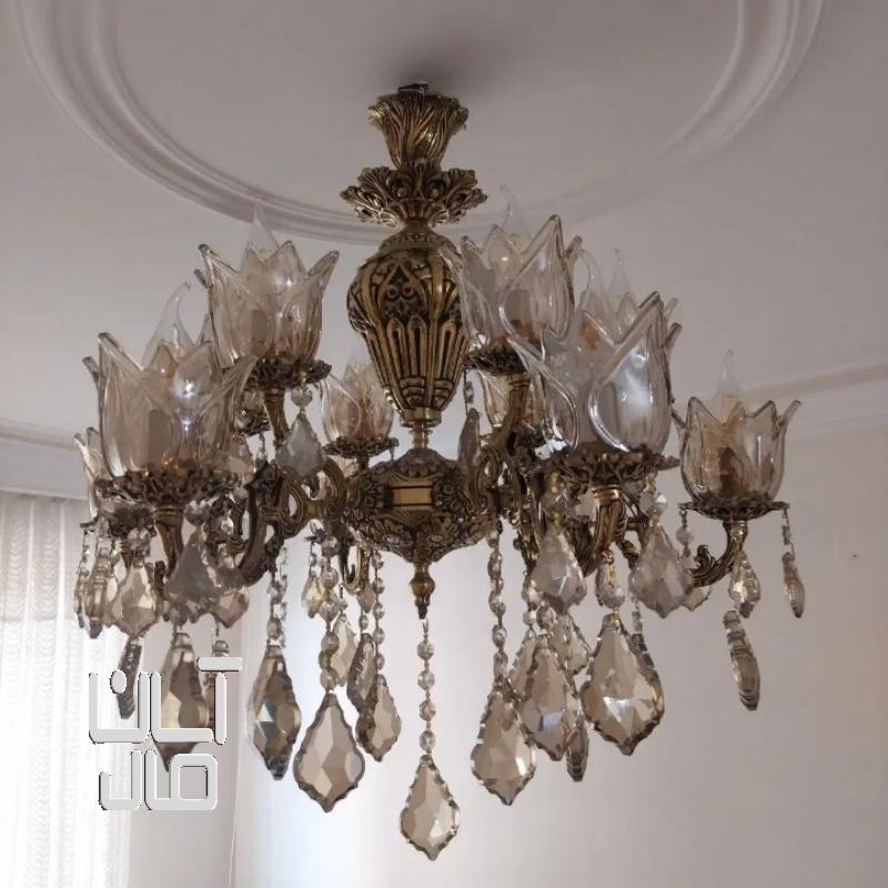 لوستر برنجی کریستالی