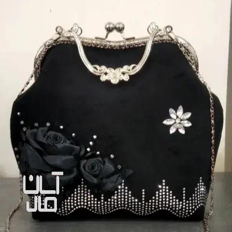 کیف مخمل مجلسی دستدوز