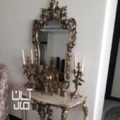آینه کنسول بهمراه ساعت وشمعدان