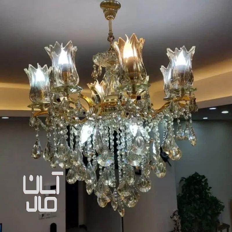 لوستر کریستالی رنگ شامپاینی