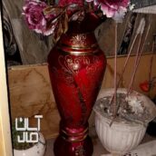 گلدان بزرگ زرشکی طلا کوب