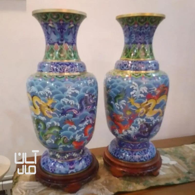 دوعدد گلدان میناکاری